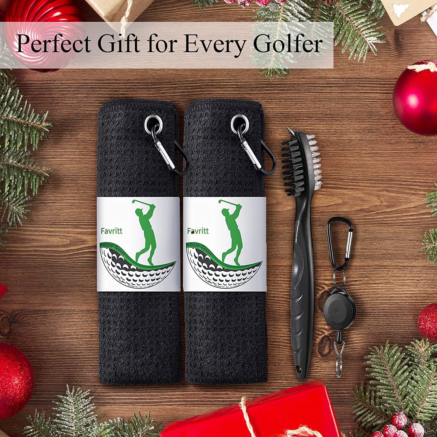 3 Pack Golf Towel Golf Club Cleaner Set, Microfiber Fabric Waffle Pattern Towels, Heavy Duty Carabiner Clip (3Pcs)
