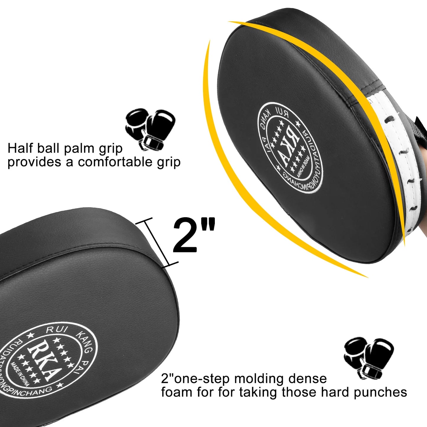 2Pcs Boxing Mitts, MMA Punching Boxing Training Hand Pads PU Leather Punching Kicking Palm Pads Training Boxing Target Pad, Ideal for Karate, Muay Thai Kick, Sparring