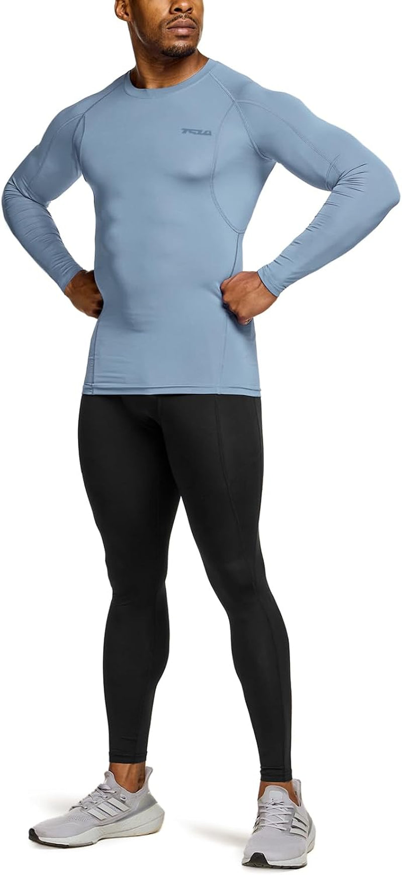Men'S UPF 50+ Long Sleeve Compression Shirts, Athletic Workout Shirt, Water Sports Rash Guard