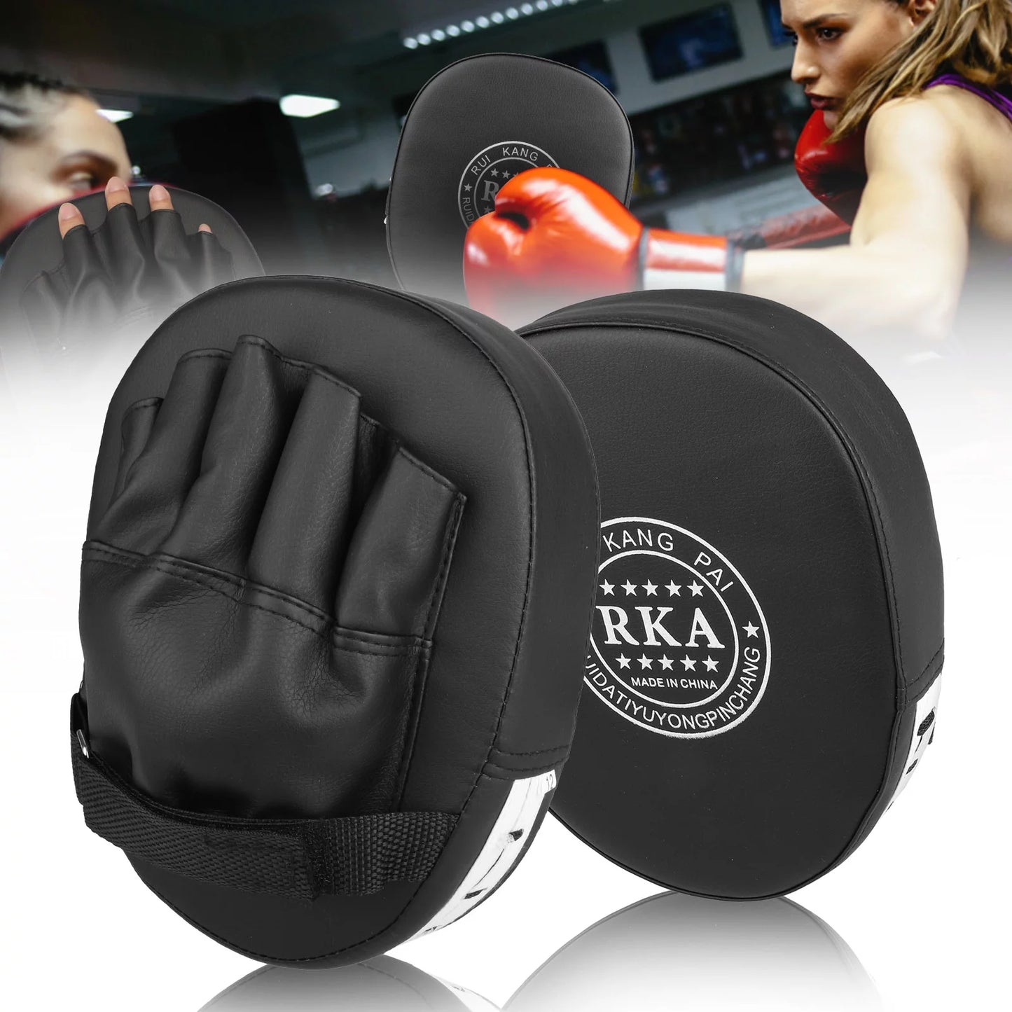 2Pcs Boxing Mitts, MMA Punching Boxing Training Hand Pads PU Leather Punching Kicking Palm Pads Training Boxing Target Pad, Ideal for Karate, Muay Thai Kick, Sparring