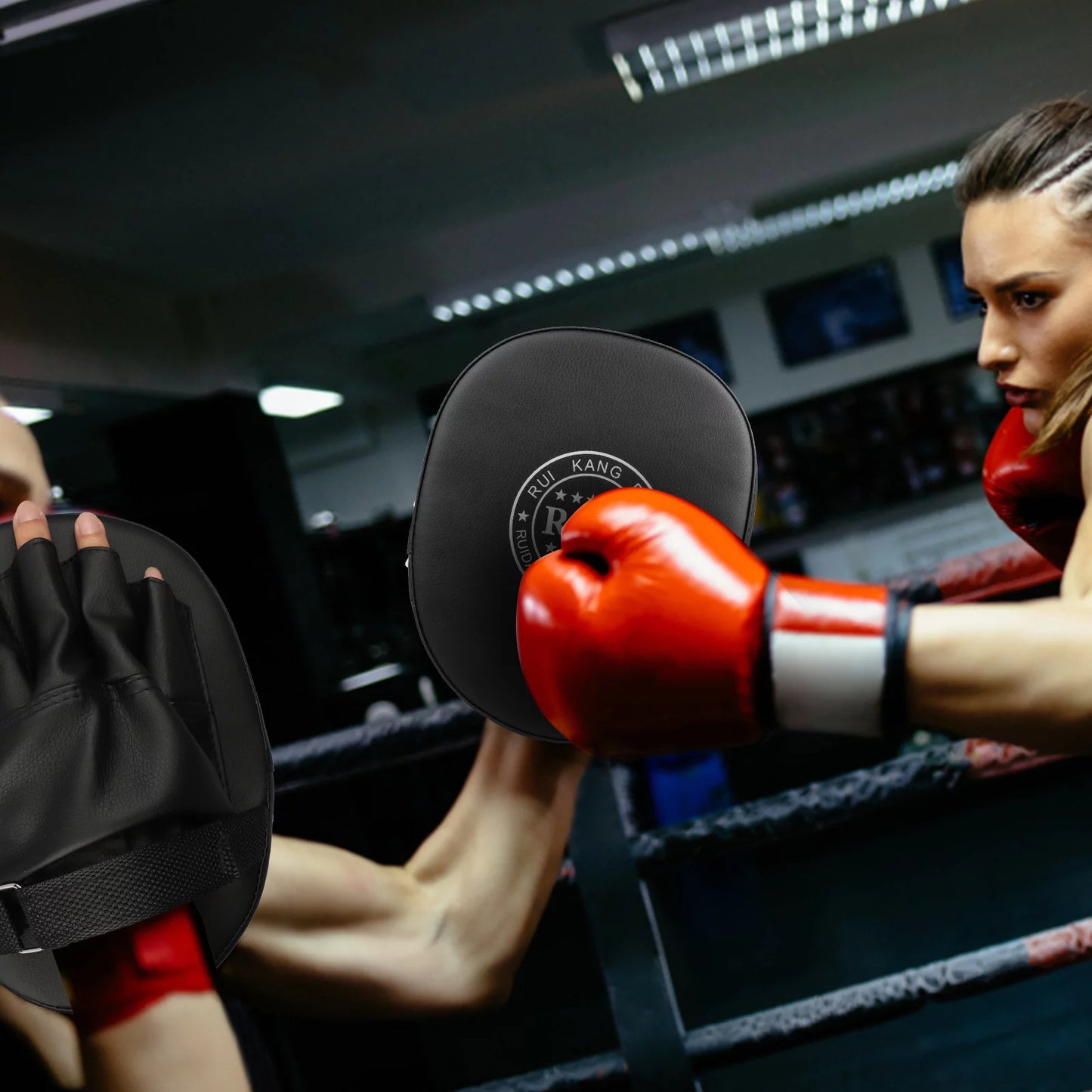2Pcs Boxing Mitts, MMA Punching Boxing Training Hand Pads PU Leather Punching Kicking Palm Pads Training Boxing Target Pad, Ideal for Karate, Muay Thai Kick, Sparring