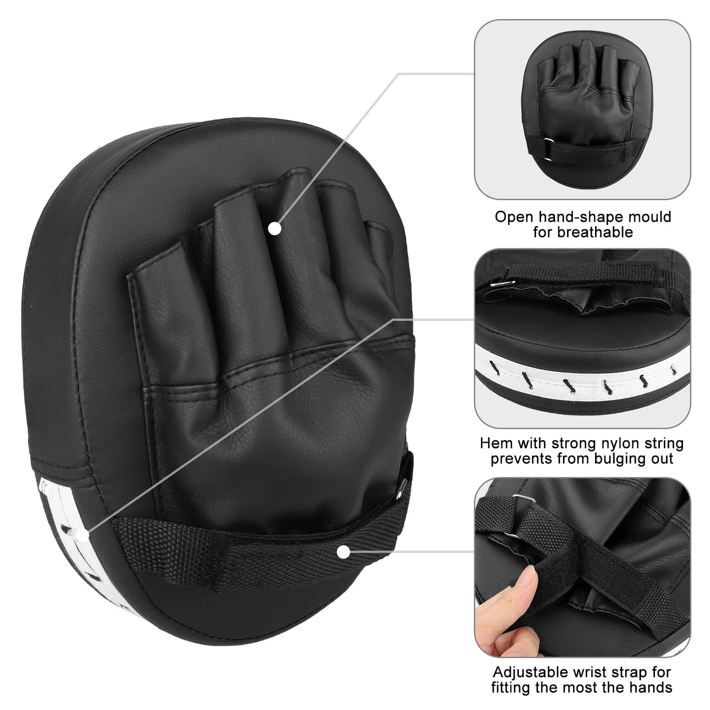 2Pcs Boxing Mitts, MMA Punching Boxing Training Hand Pads PU Leather Punching Kicking Palm Pads Training Boxing Target Pad, Ideal for Karate, Muay Thai Kick, Sparring
