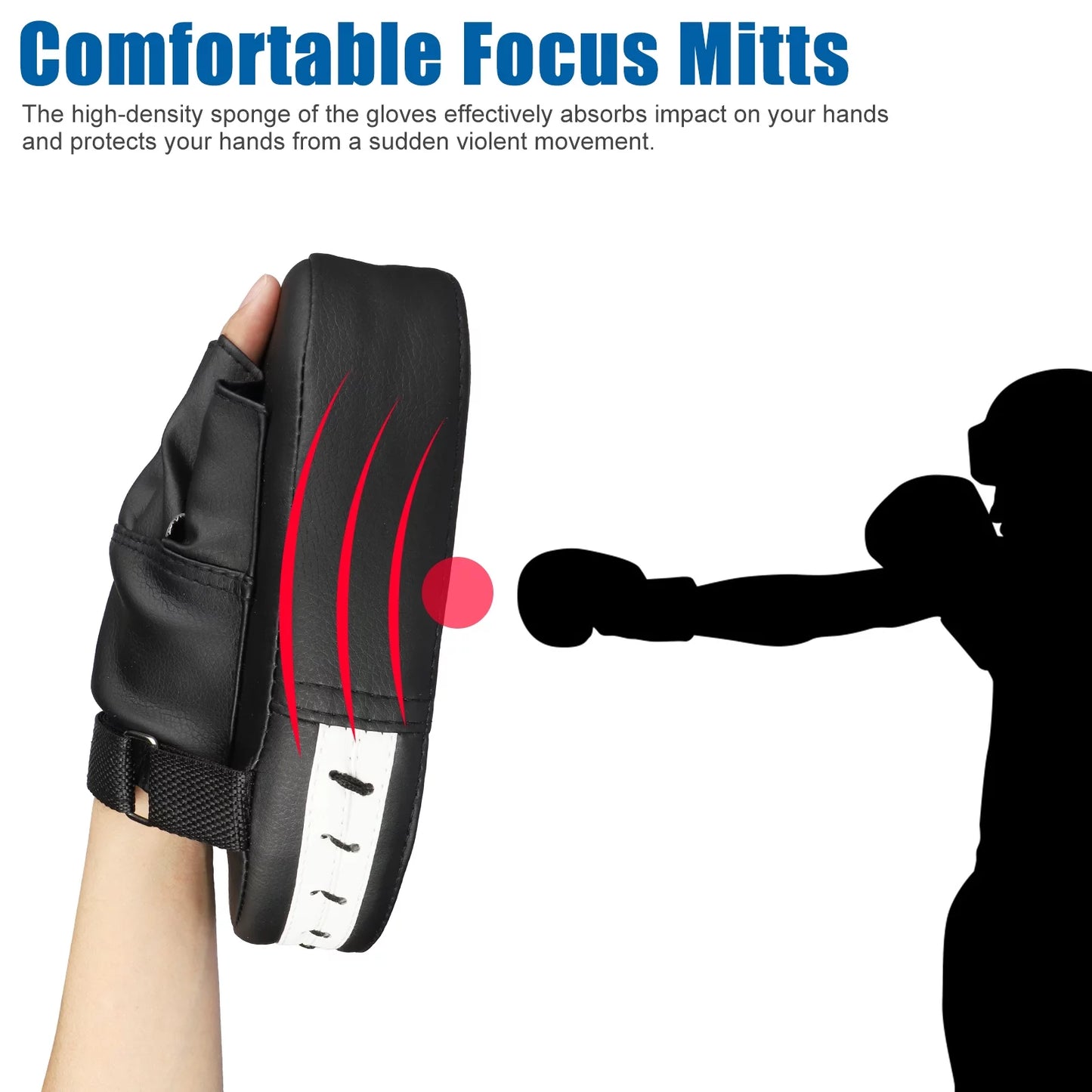 2Pcs Boxing Mitts, MMA Punching Boxing Training Hand Pads PU Leather Punching Kicking Palm Pads Training Boxing Target Pad, Ideal for Karate, Muay Thai Kick, Sparring