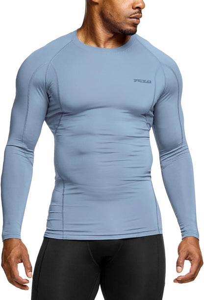 Men'S UPF 50+ Long Sleeve Compression Shirts, Athletic Workout Shirt, Water Sports Rash Guard
