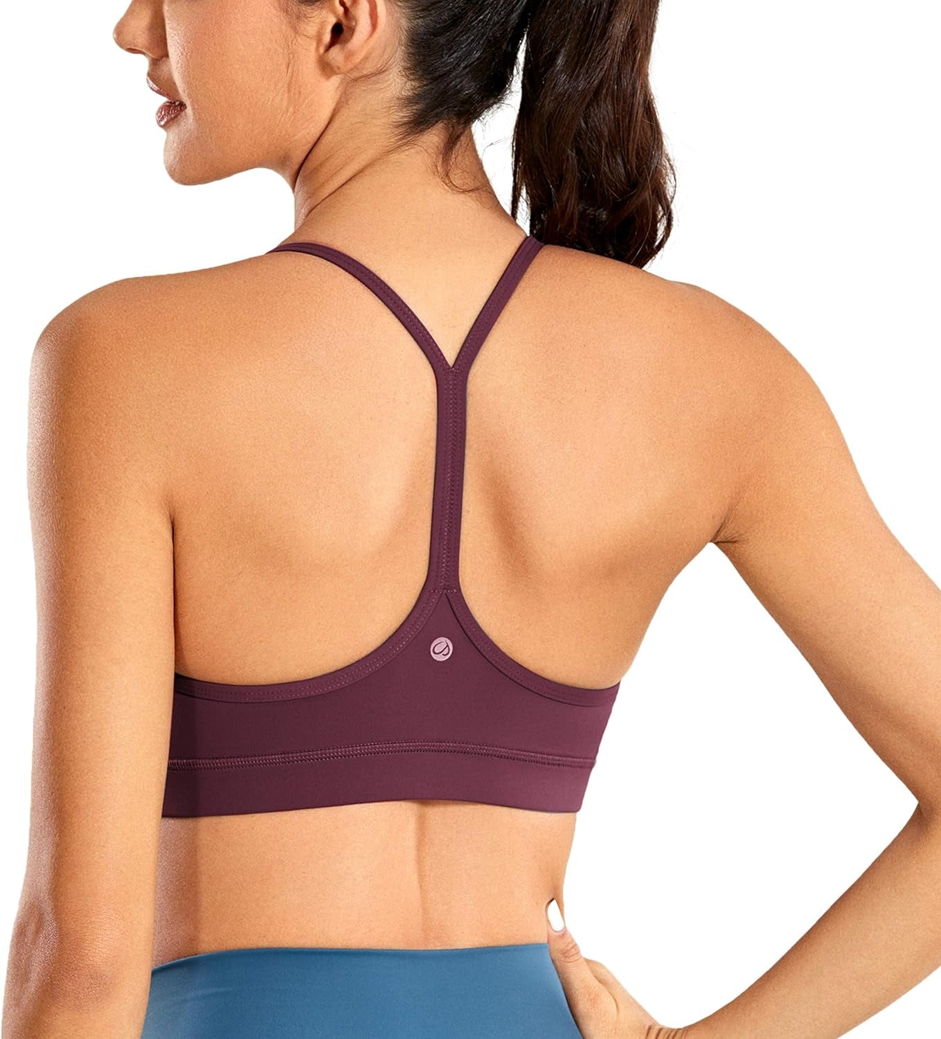 Y Back Womens Sports Bra - Padded Racerback Spaghetti Thin Strap Low Impact Workout Sexy Low Cut Yoga Bra