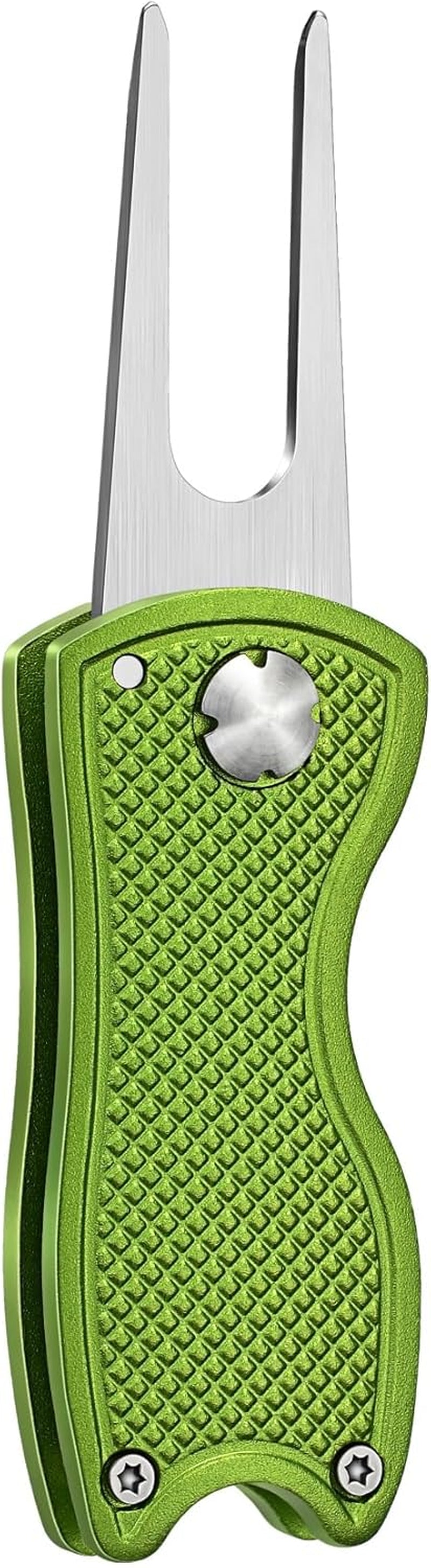 Golf Divot Repair Tool, All Metal Foldable Divot Tool with Pop-Up Button & Magnetic Ball Marker, 2-6 Pack