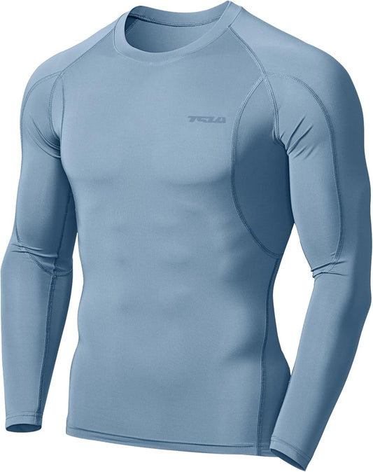 Men'S UPF 50+ Long Sleeve Compression Shirts, Athletic Workout Shirt, Water Sports Rash Guard