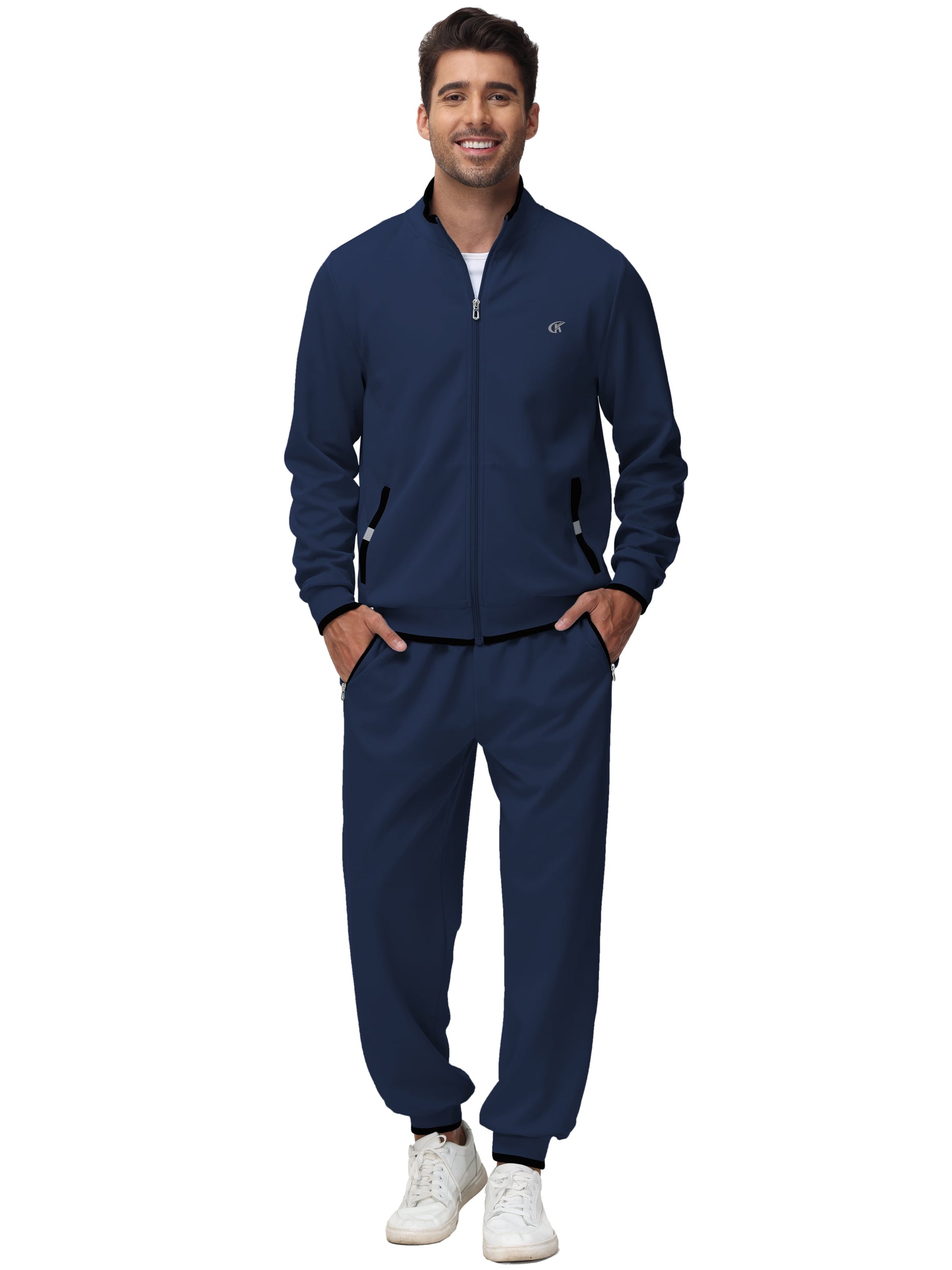 Men'S Tracksuits Sweatsuits for Men Set Track Suits 2 Piece Casual Athletic Jogging Warm up Full Zip Sweat Suits Navy 2XL