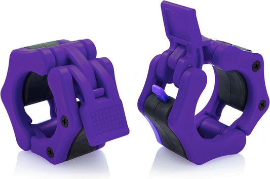 2” Olympic Barbell Clamps - Solid ABS Locking Barbell Collars with Quick Release - for Professional Training Strong Lifts and Olympic Training- Set of 2 (Purple)