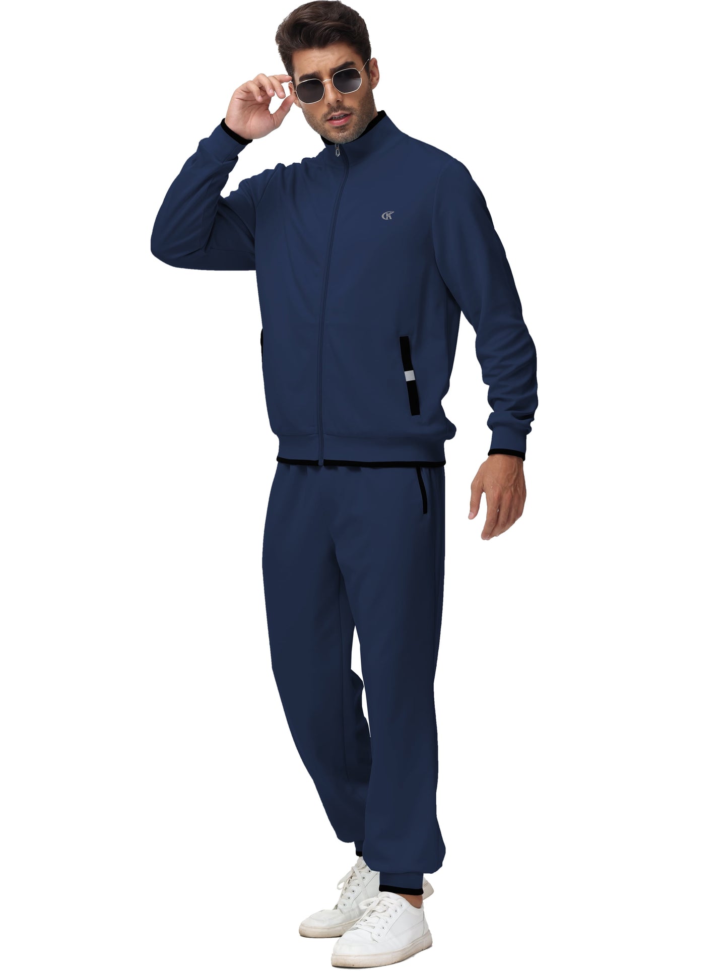 Men'S Tracksuits Sweatsuits for Men Set Track Suits 2 Piece Casual Athletic Jogging Warm up Full Zip Sweat Suits Navy 2XL